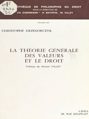 cover image of La théorie générale des valeurs et le droit